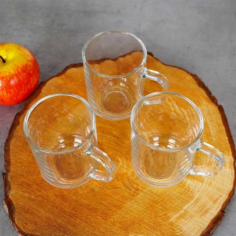 Excellent Houseware Praktinės stiklinės gėrimams su rankena, 230 ml, 3 vnt.