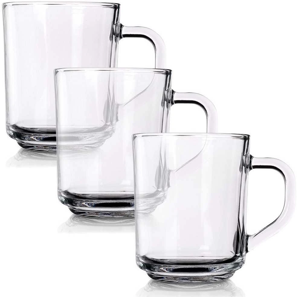 Excellent Houseware Praktinės stiklinės gėrimams su rankena, 230 ml, 3 vnt.