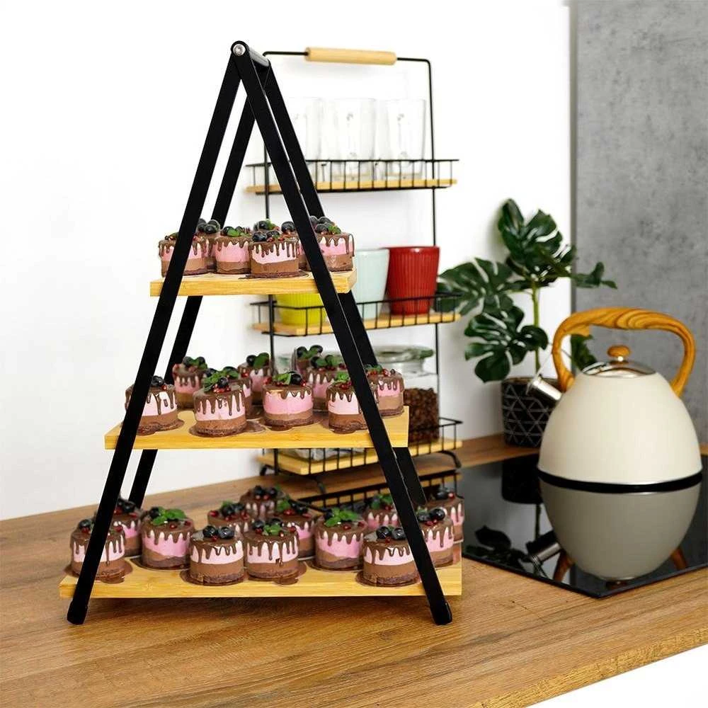 Mondex Bambukinė serviravimo lėkštė 3 aukštų 38x16,5x53 cm