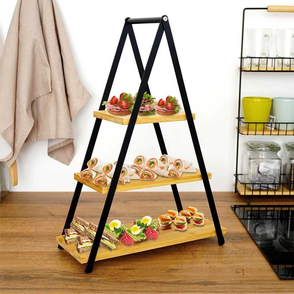 Mondex Bambukinė serviravimo lėkštė 3 aukštų 38x16,5x53 cm