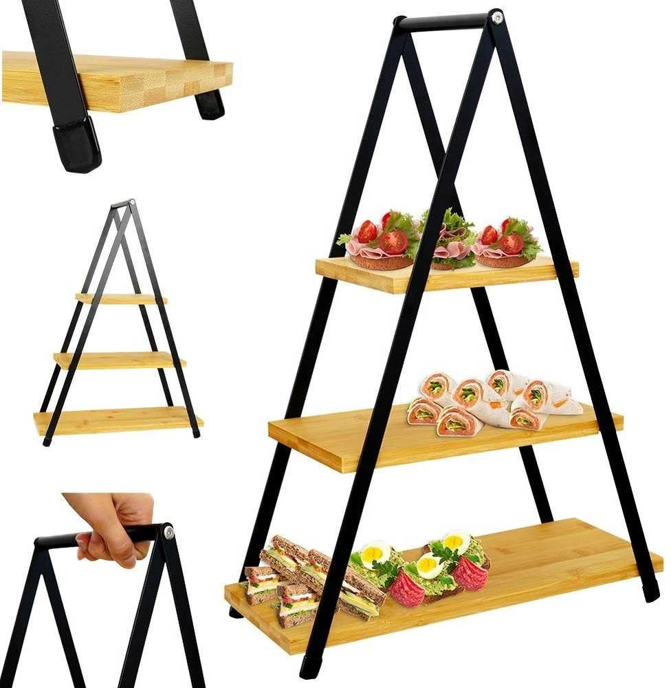 Mondex Bambukinė serviravimo lėkštė 3 aukštų 38x16,5x53 cm