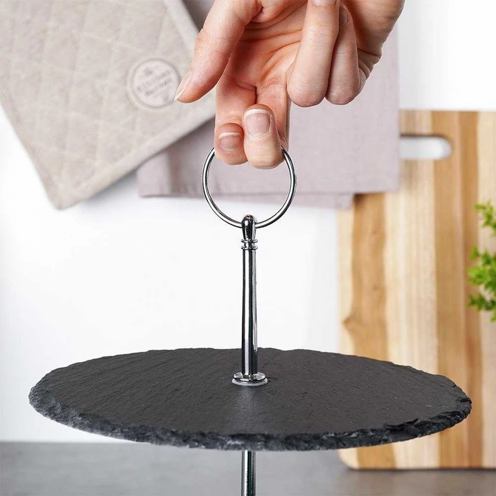 Excellent Houseware Akmens serviravimo lėkštė 2 aukštų 23 cm