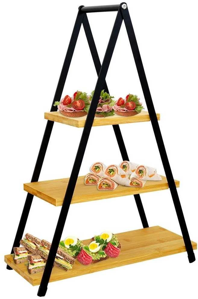 Mondex Bambukinė serviravimo lėkštė 3 aukštų 38x16,5x53 cm