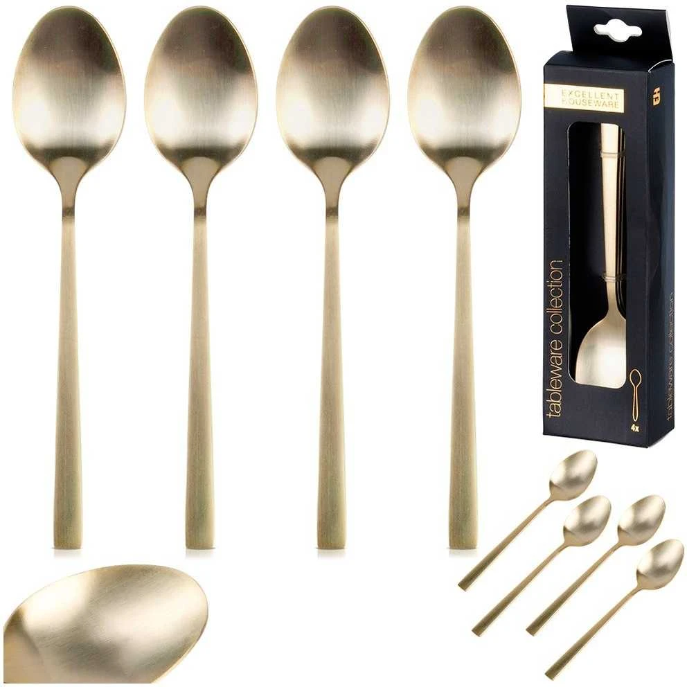 Get It Theelepels Edelstaal Gouden 4 vnt. - Tešlos - Kavos šaukštai - Stalo įrankiai