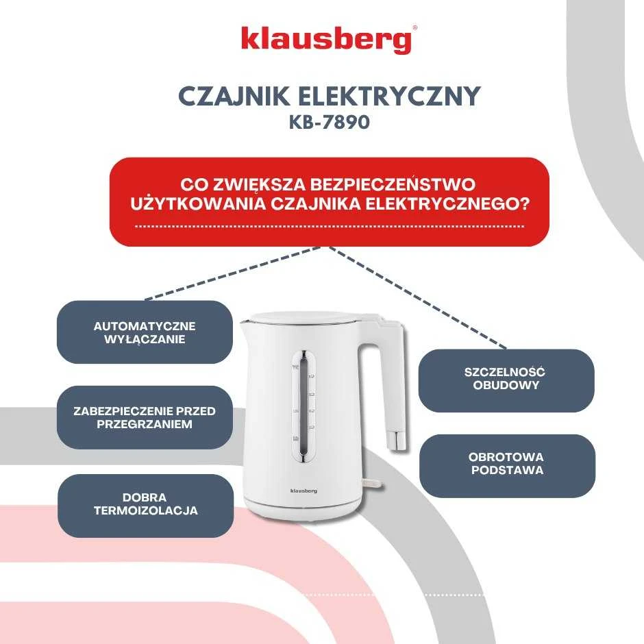 Virdulys, Elektrinis virdulys, baltas, 1,7 l, klausberg, KB-7890