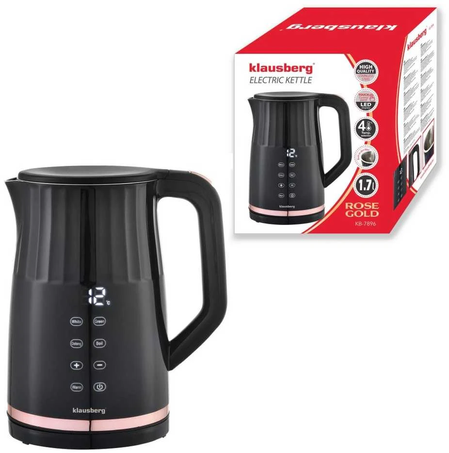 Virdulys, Elektrinis virdulys, su LED ekranu, 1,7 l, Klausberg, kb-7896