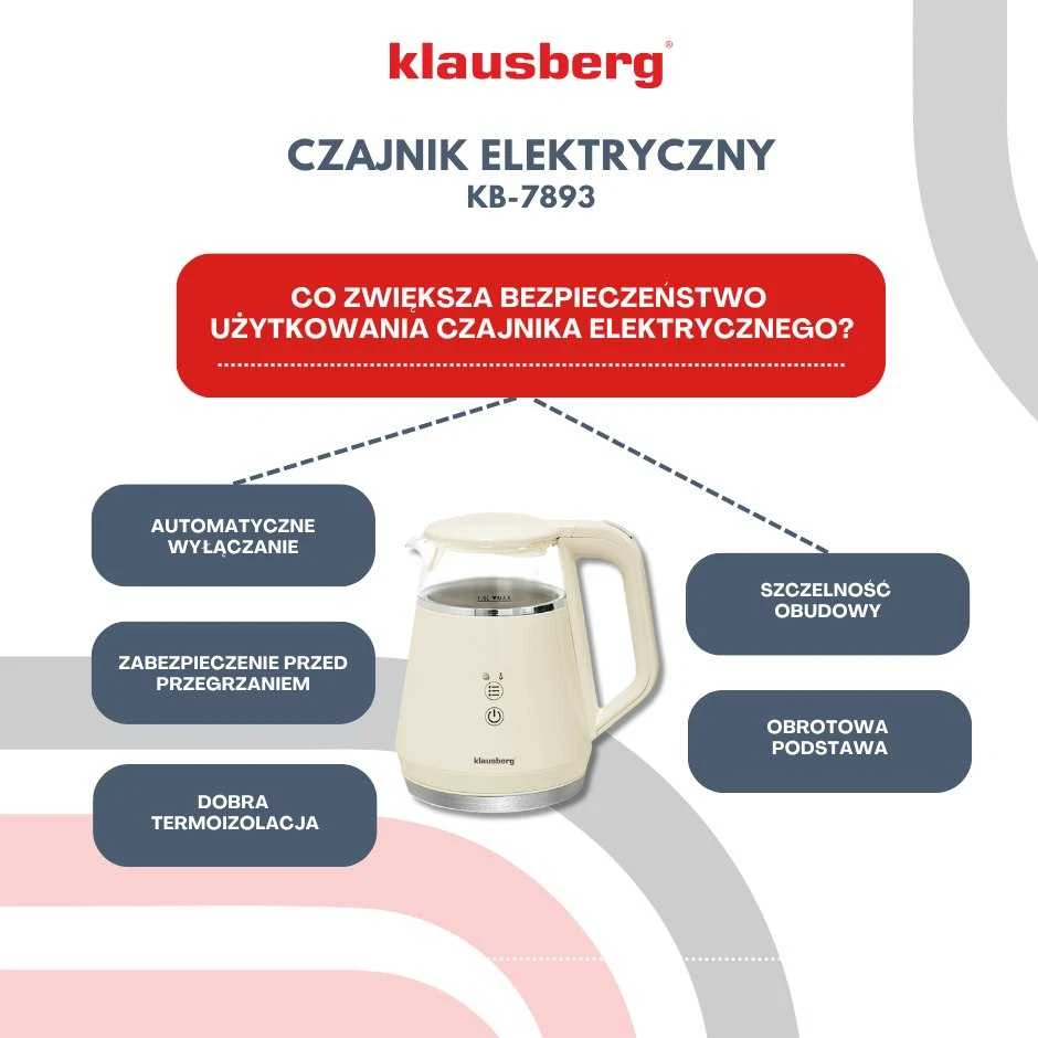 Virdulys, Elektrinis virdulys, stiklinis, LED panelė, 1 l, Klausberg, kb-7893