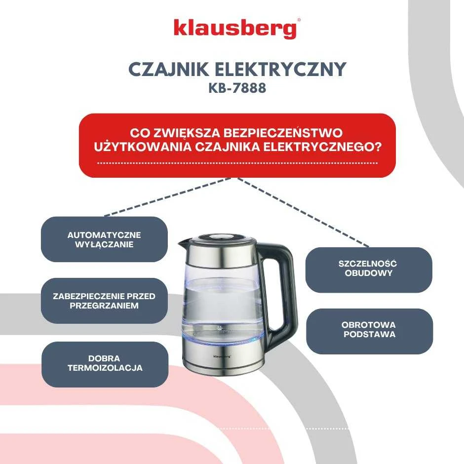 Virdulys, Elektrinis virdulys, stiklinis, su LED, 1,7 l, Klausberg, kb-7888