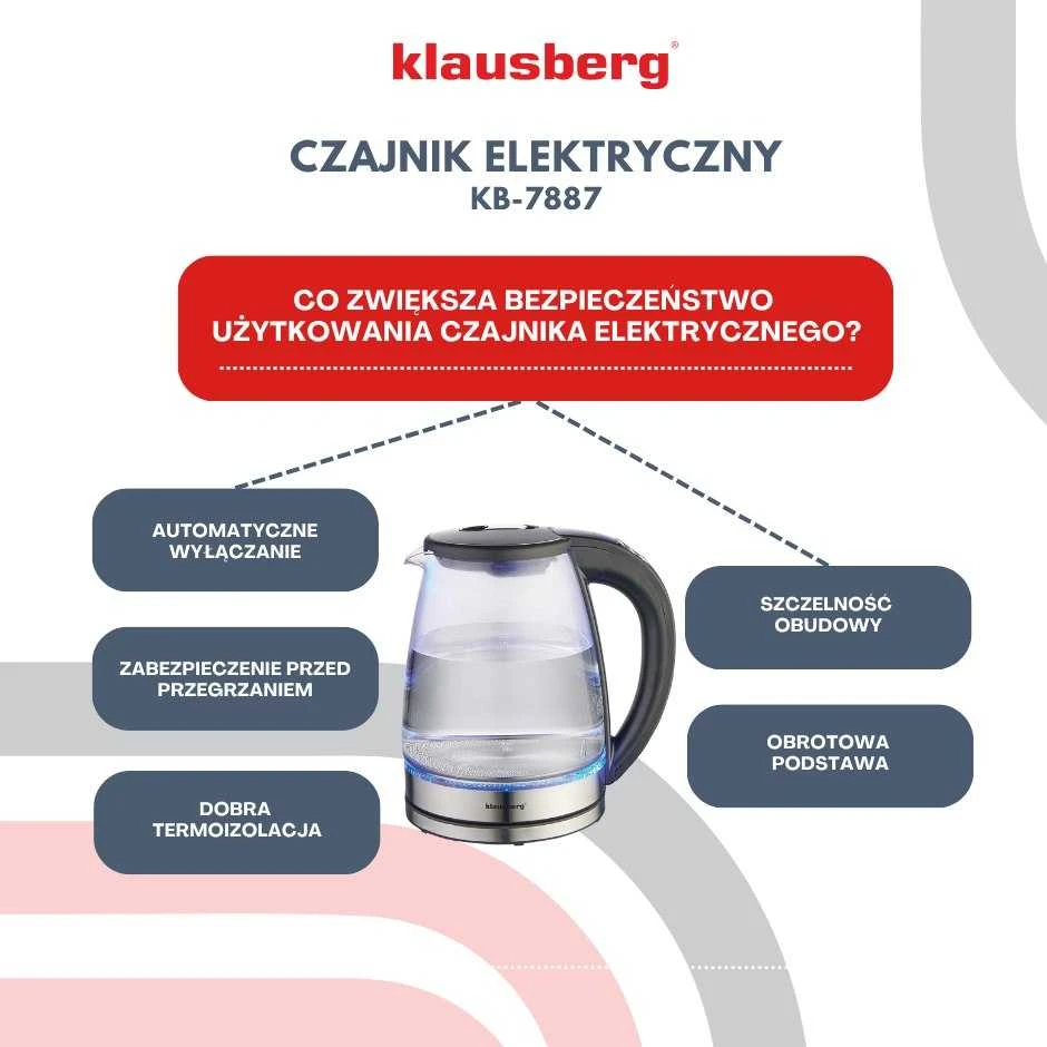 Virdulys, Elektrinis virdulys, stiklinis, su LED, 1,8 l, Klausberg, kb-7887