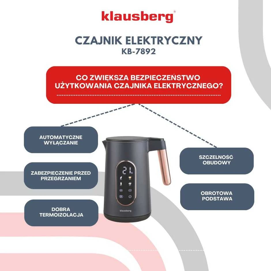 Virdulys, Elektrinis virdulys, juodas/rožinio aukso spalvos, Klausberg, kb-7892