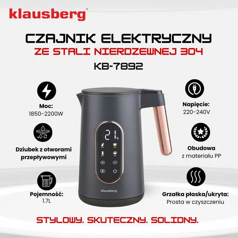 Virdulys, Elektrinis virdulys, juodas/rožinio aukso spalvos, Klausberg, kb-7892