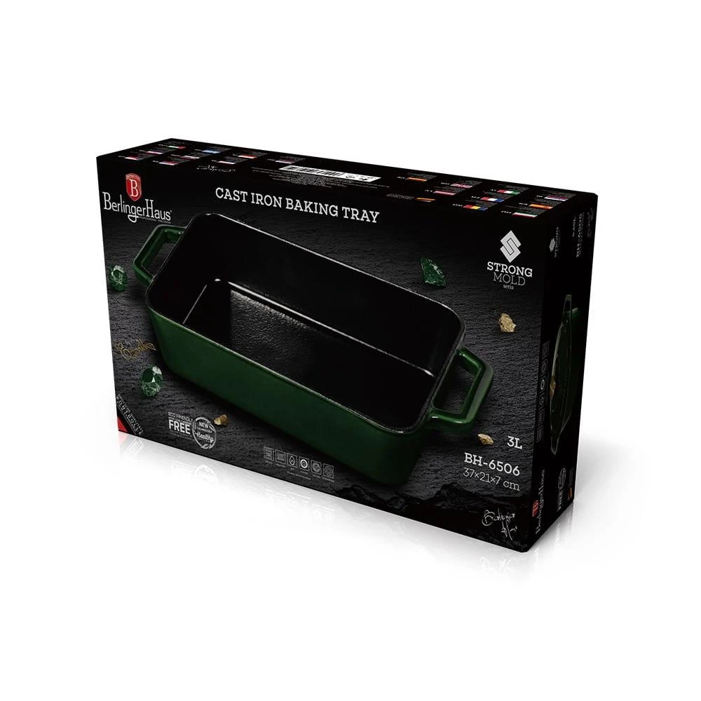 Berlinger Haus Emaliuotas ketaus troškintuvas, 30(37)x20x7cm, 3L | Emerald Collection BH/6506