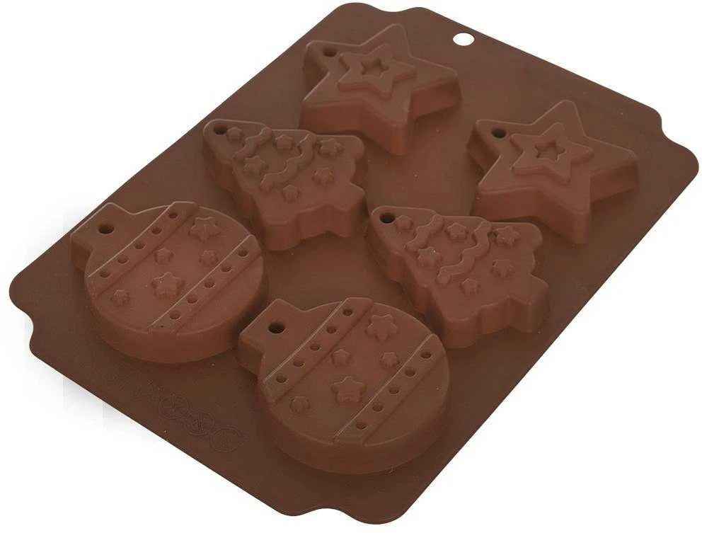 Orion Silikoninė sausainių forma Kalėdų motyvais ruda 23x17x1.5 cm