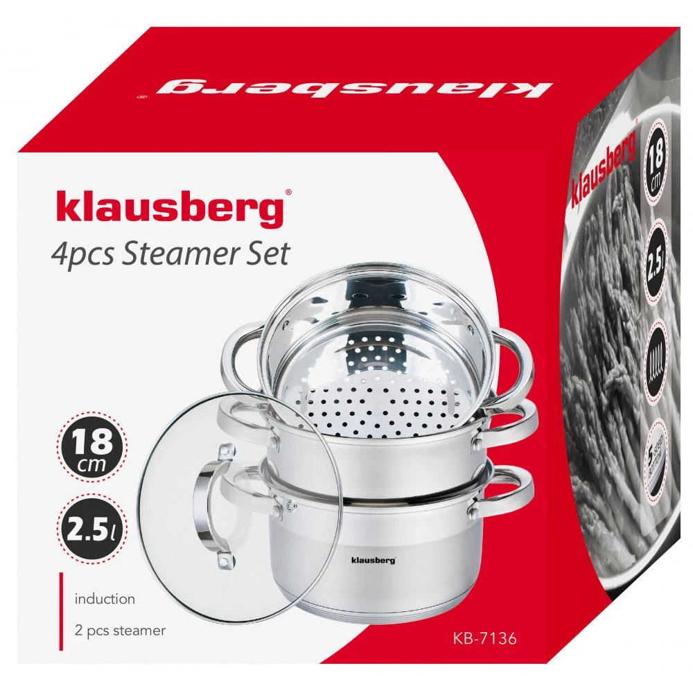 Puodas Plieninis garintuvas, 4 vnt. rinkinys, 18 cm skersmuo, Klausberg