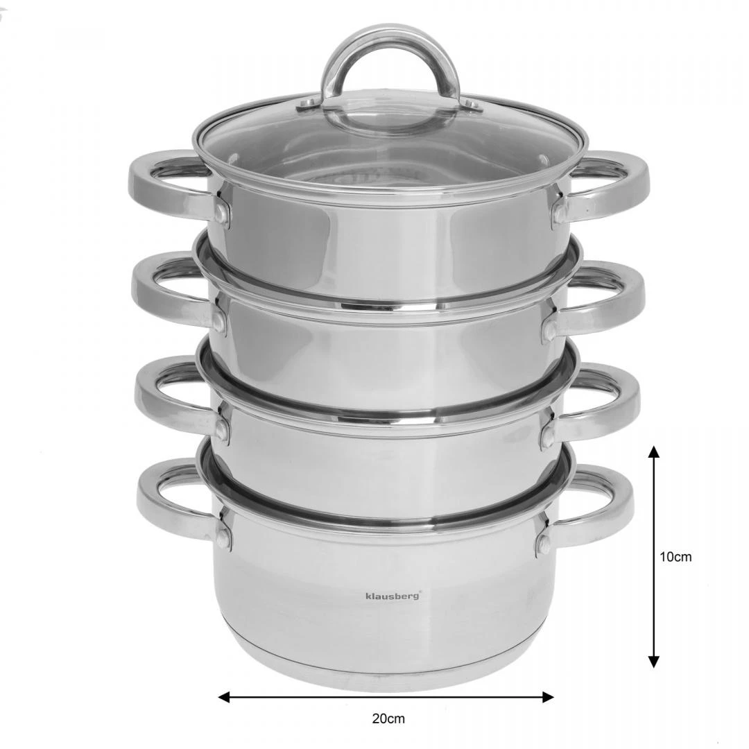 Puodas Plieniniai garintuvai, 5 vnt. rinkinys, 20 cm skersmens, Klausberg