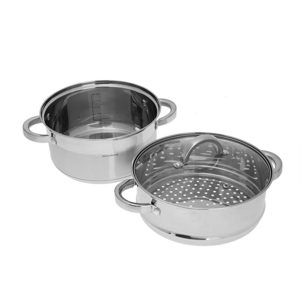 Puodas Plieninis garintuvas, 3 vnt. rinkinys, 22 cm skersmuo, Klausberg