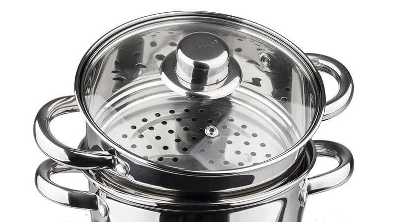 King Hoff Puodas do gotowania na parze, stal komplektas 3 elementy śr.18cm 2,5l kinghoff