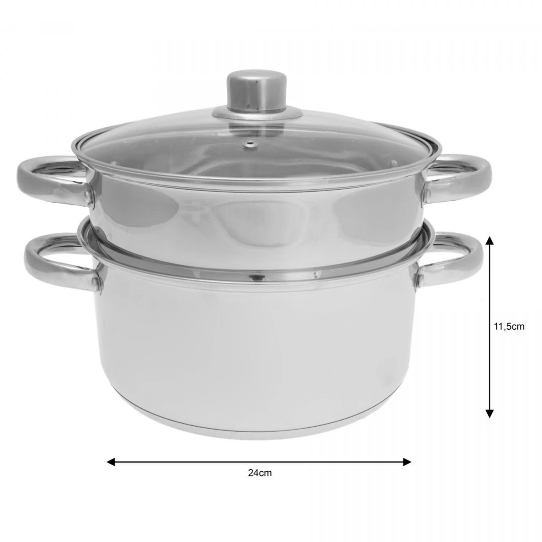 King Hoff Puodas Garinimo puodas, plieno, 3 elementų rinkinys, 24 cm skersmuo, 5 l, „Kinghoff“