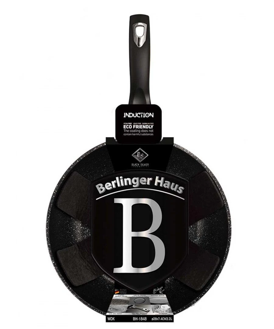 Berlinger Haus Juodas Sidabrinis Wok keptuvė 28cm