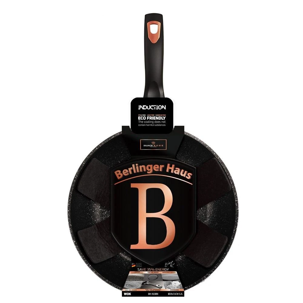Berlinger Haus Juodas Rose Wok keptuvė 28cm
