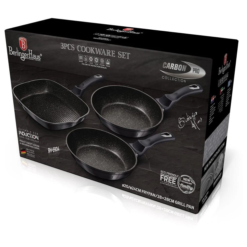 Berlinger Haus BerlingerHaus keptuvių rinkinys Carbon Pro Collection, 3 vnt, BH/6904