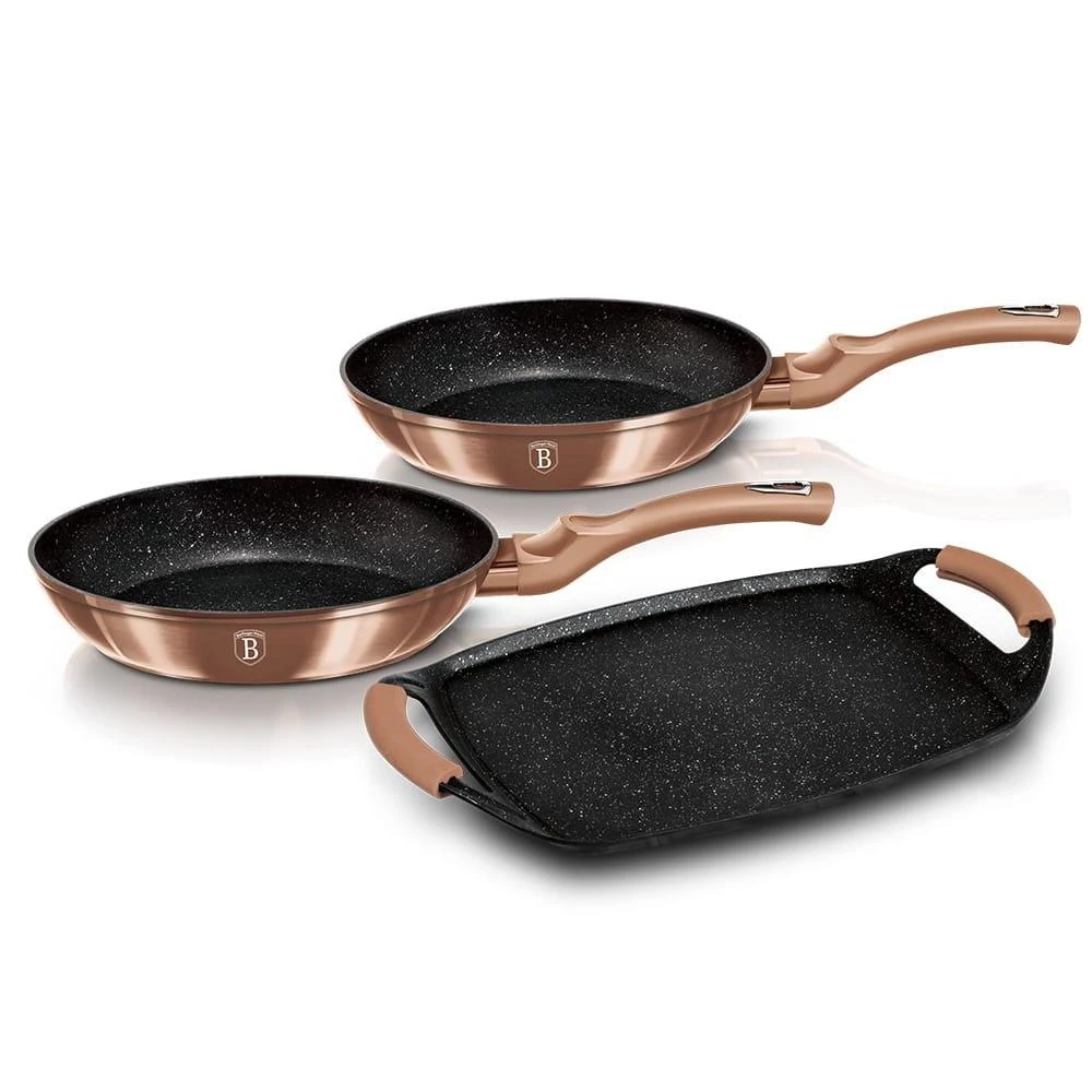 Keptuvė Berlinger Haus grilio Metallic Line Rose Gold Edition 26cm 3vnt.