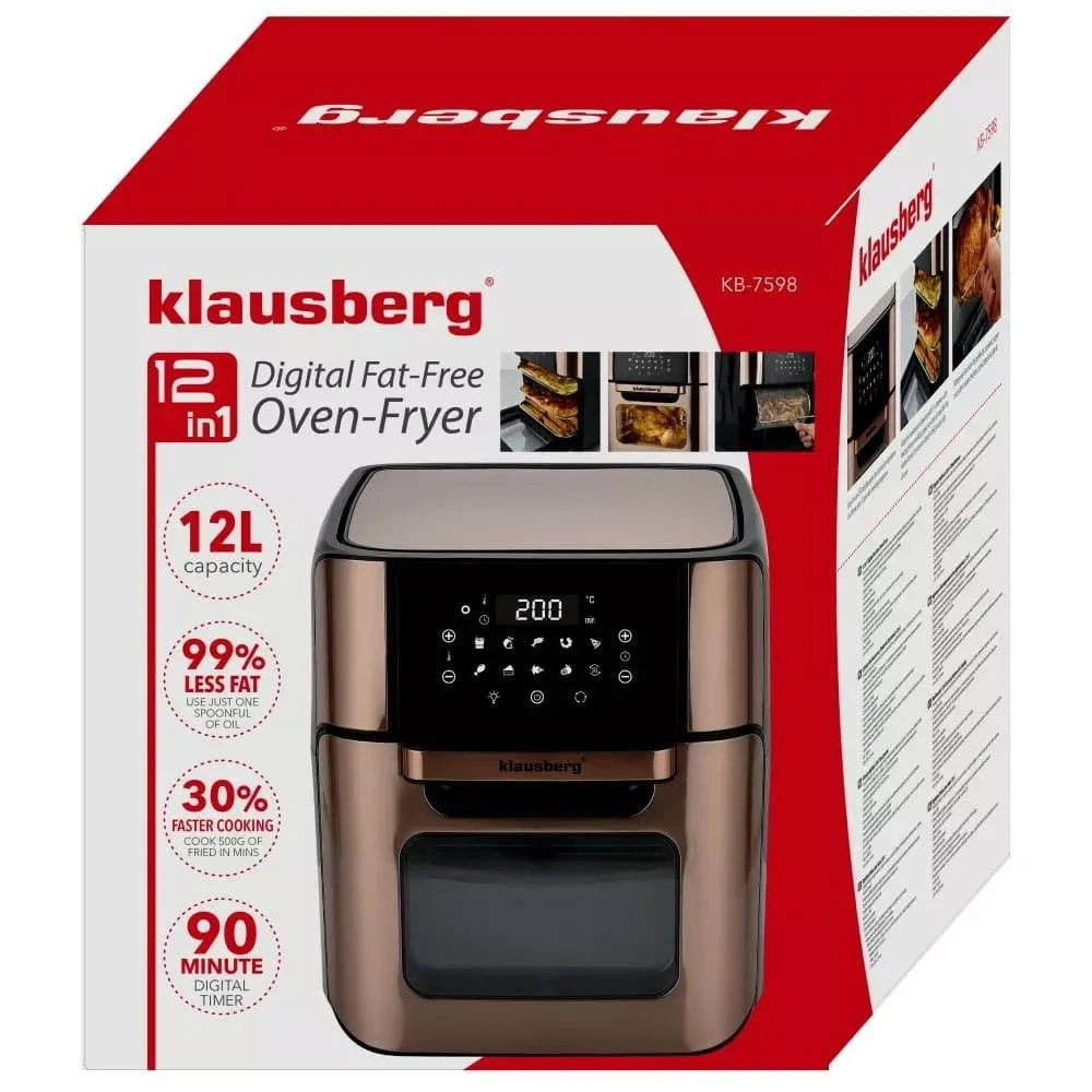 Klausberg KB-7598 Karšto oro gruzdintuvė, 12 l