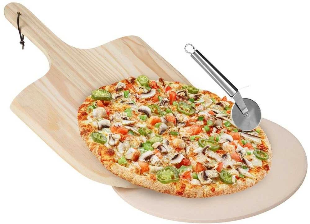 Excellent Houseware Vilde Picos kepimo akmuo ugniai atsparus su ližė ir peiliu (3 dalių rinkinys)