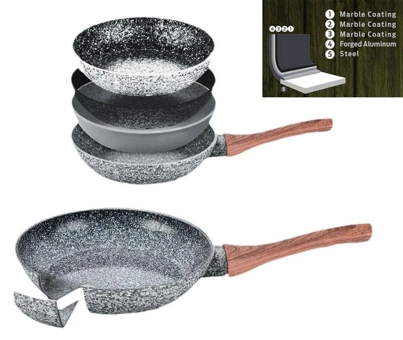King Hoff Keptuvė Kinghoff aliuminio keptuvė, pilko marmuro, skersmuo 20cm
