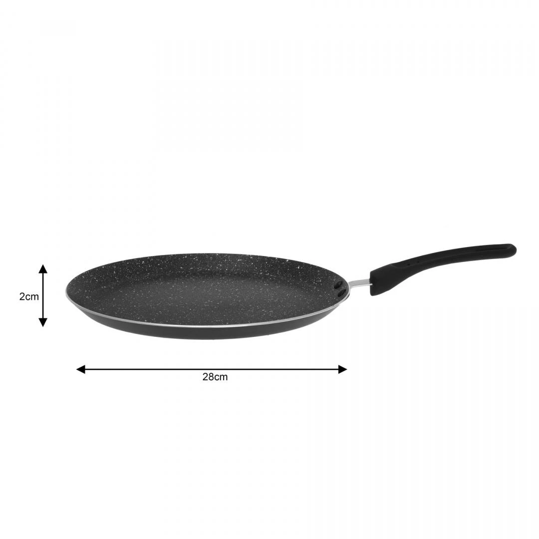 King Hoff Keptuvė „Kinghoff“ blynų keptuvė, 28 cm skersmens, aliuminio, juodo marmuro spalvos