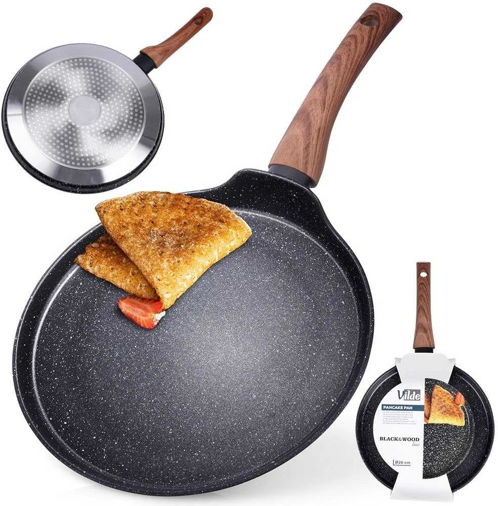Vilde Blynų keptuvė granitinė neprideganti Juodas&WOOD 26 cm