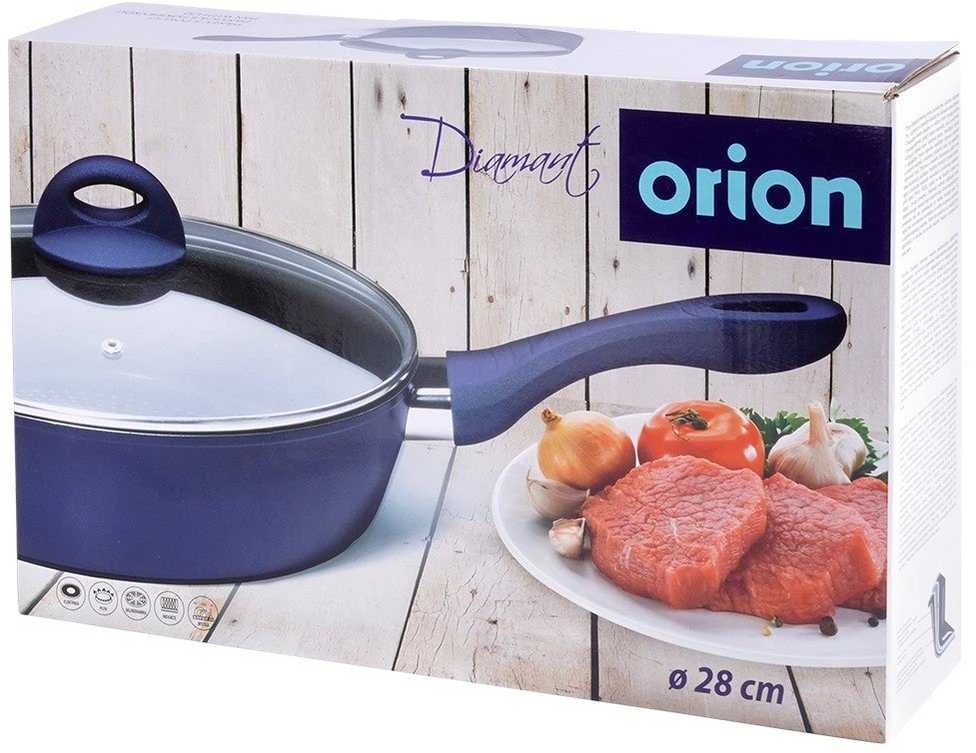 Orion Keptuvė deimantinė 28 cm su stiklo dangteliu