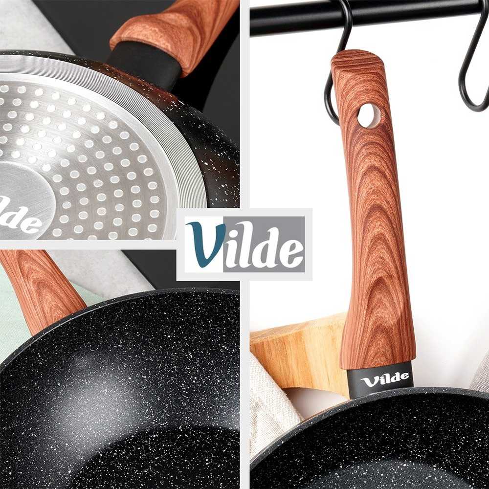 Keptuvė wok Vilde Juodas&amp;Wood 28 cm
