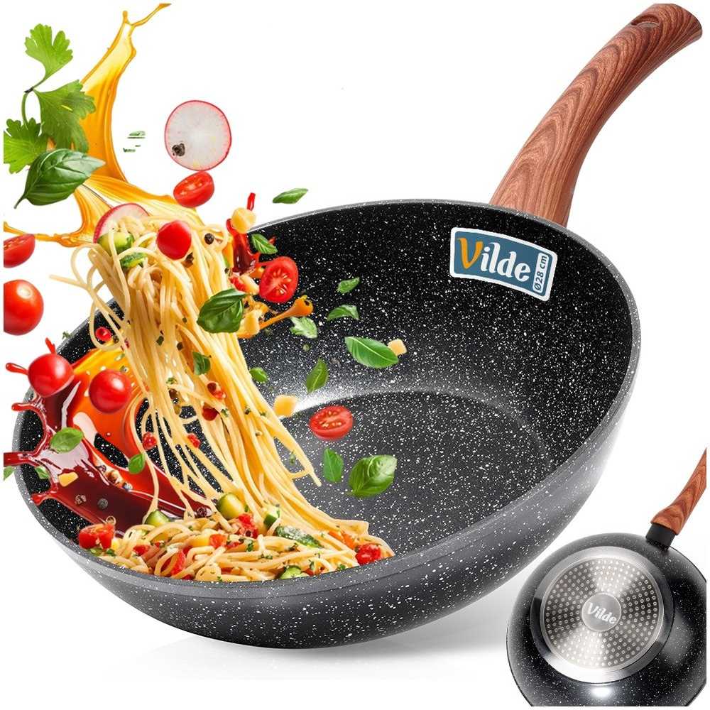 Keptuvė wok Vilde Juodas&amp;Wood 28 cm