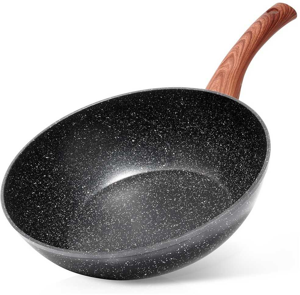Keptuvė wok Vilde Juodas&amp;Wood 28 cm