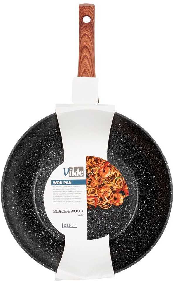 Keptuvė wok Vilde Juodas&amp;Wood 28 cm