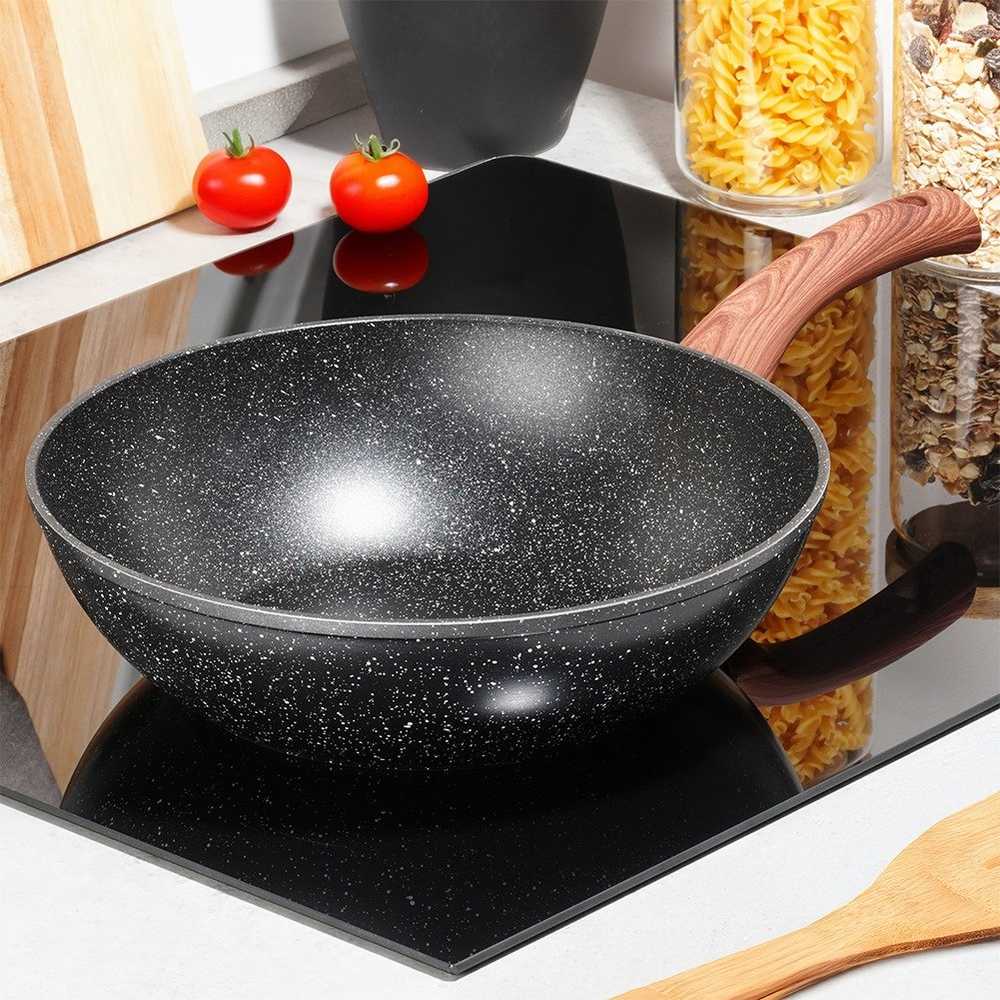 Keptuvė wok Vilde Juodas&amp;Wood 28 cm