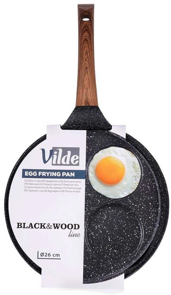 Vilde Keptuvė kiaušiniams granitinė neprideganti Juodas&WOOD 26 cm