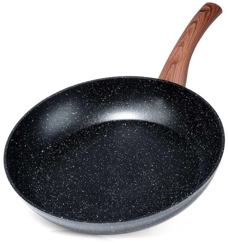 Keptuvė Vilde Juodas&amp;Wood 28 cm aliuminė su granitine danga