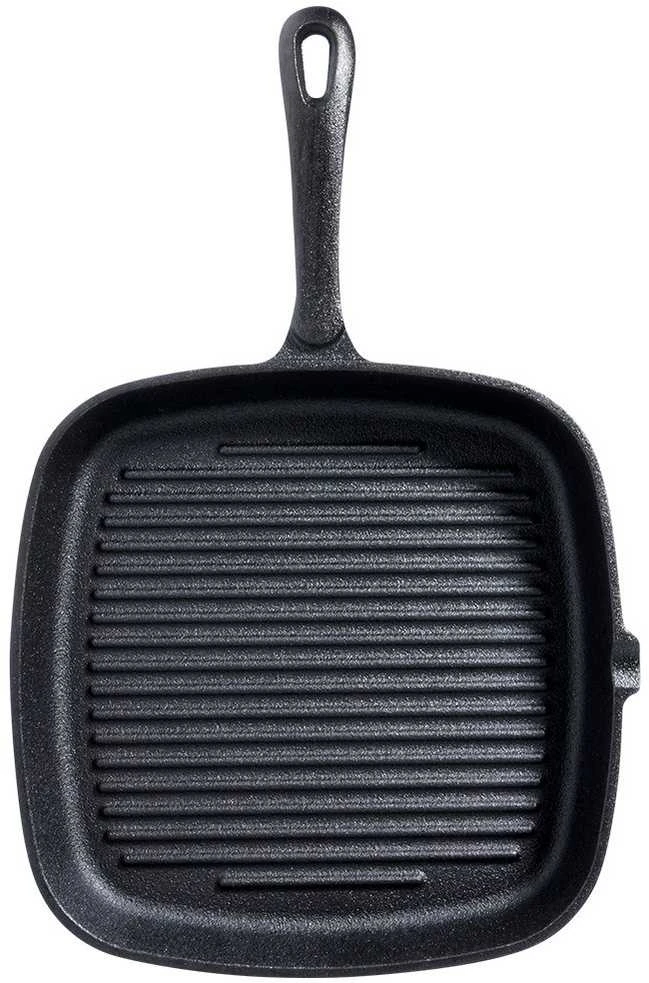 Vilde Ketaus kvadratinė GRILL keptuvė su silikoniniu rankenos laikikliu CAST LINE 24,5x24 cm