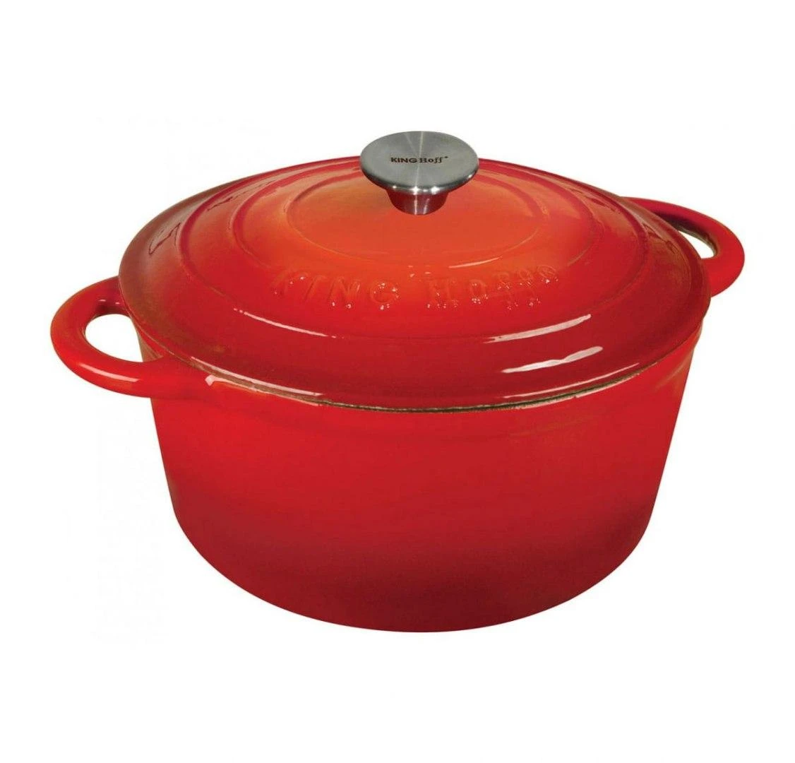 King Hoff Puodas Puodas su dangčiu, ketaus, 21 cm skersmens, 2,4 l, raudonas, „Kinghoff“