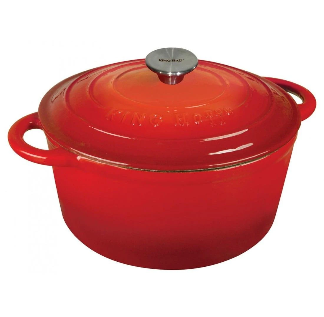 King Hoff Puodas Ketaus puodas su dangčiu, 24 cm skersmens, 4 l, raudonas, „Kinghoff“