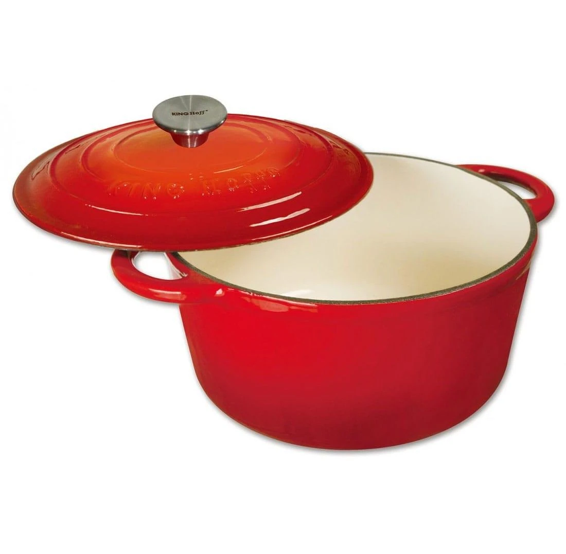 King Hoff Puodas Ketaus puodas su dangčiu, 24 cm skersmens, 4 l, raudonas, „Kinghoff“