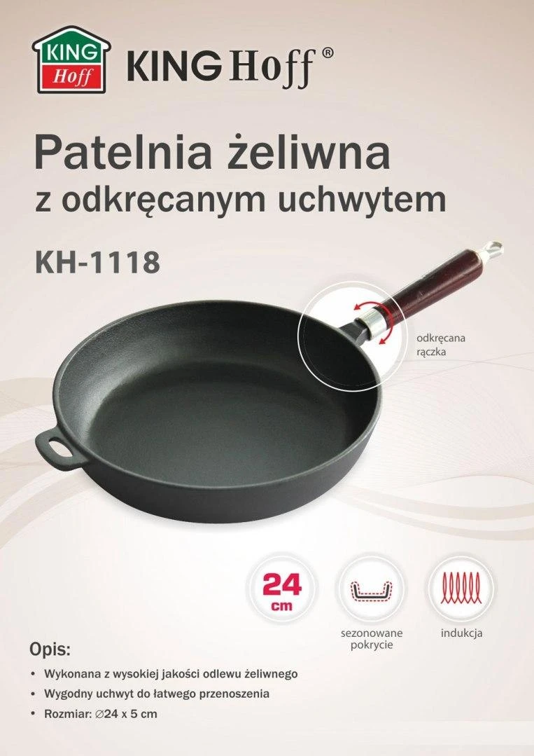 King Hoff Keptuvė Keptuvė, ketaus, 24 cm skersmens, „Kinghoff“