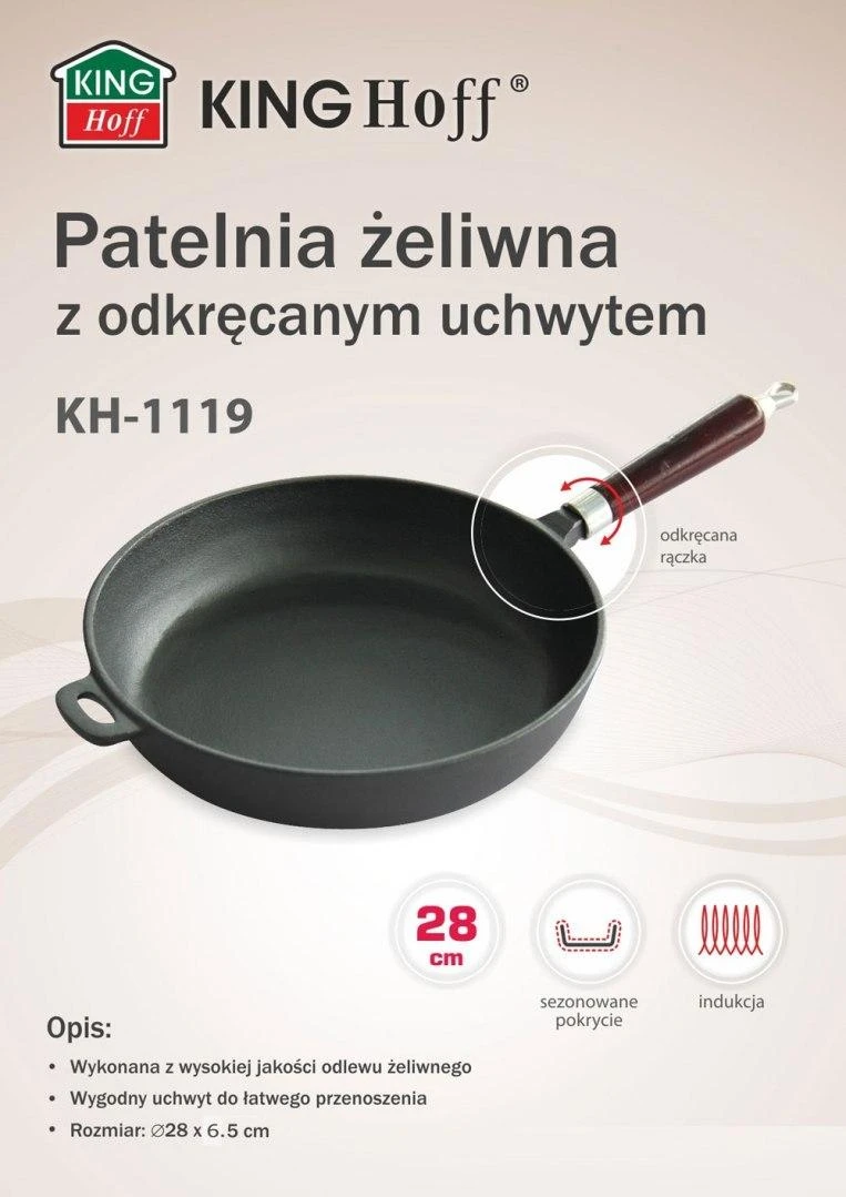 King Hoff Keptuvė „Kinghoff“ ketaus keptuvė, 28 cm skersmens