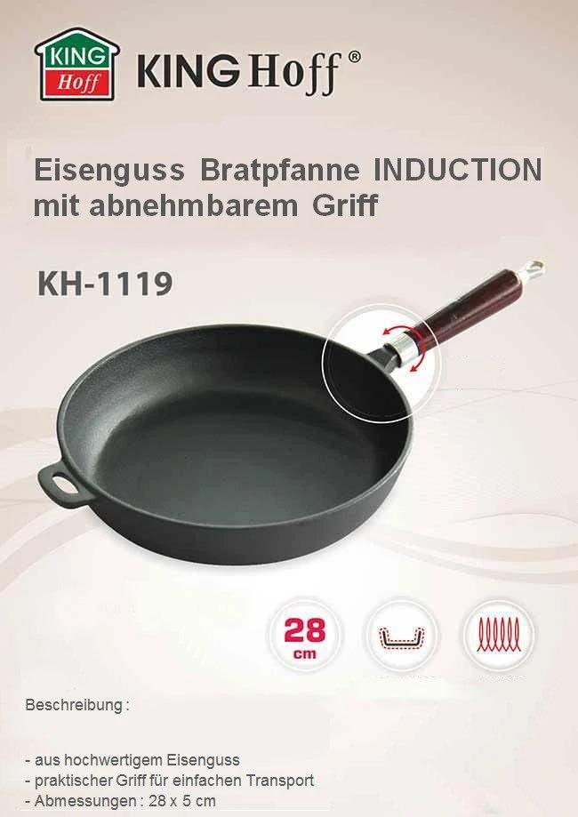 King Hoff Keptuvė „Kinghoff“ ketaus keptuvė, 28 cm skersmens