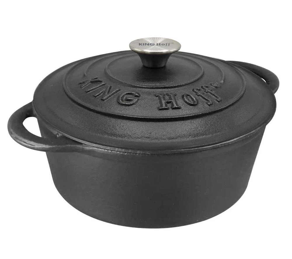 King Hoff Puodas Puodas su dangčiu, ketaus, 24 cm skersmens, 4 l, juodas, „Kinghoff“