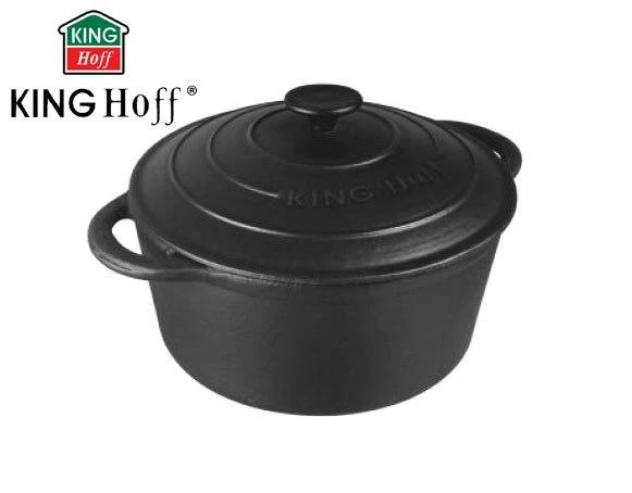 King Hoff Puodas Puodas su dangčiu, ketaus, 24 cm skersmens, 4 l, juodas, „Kinghoff“