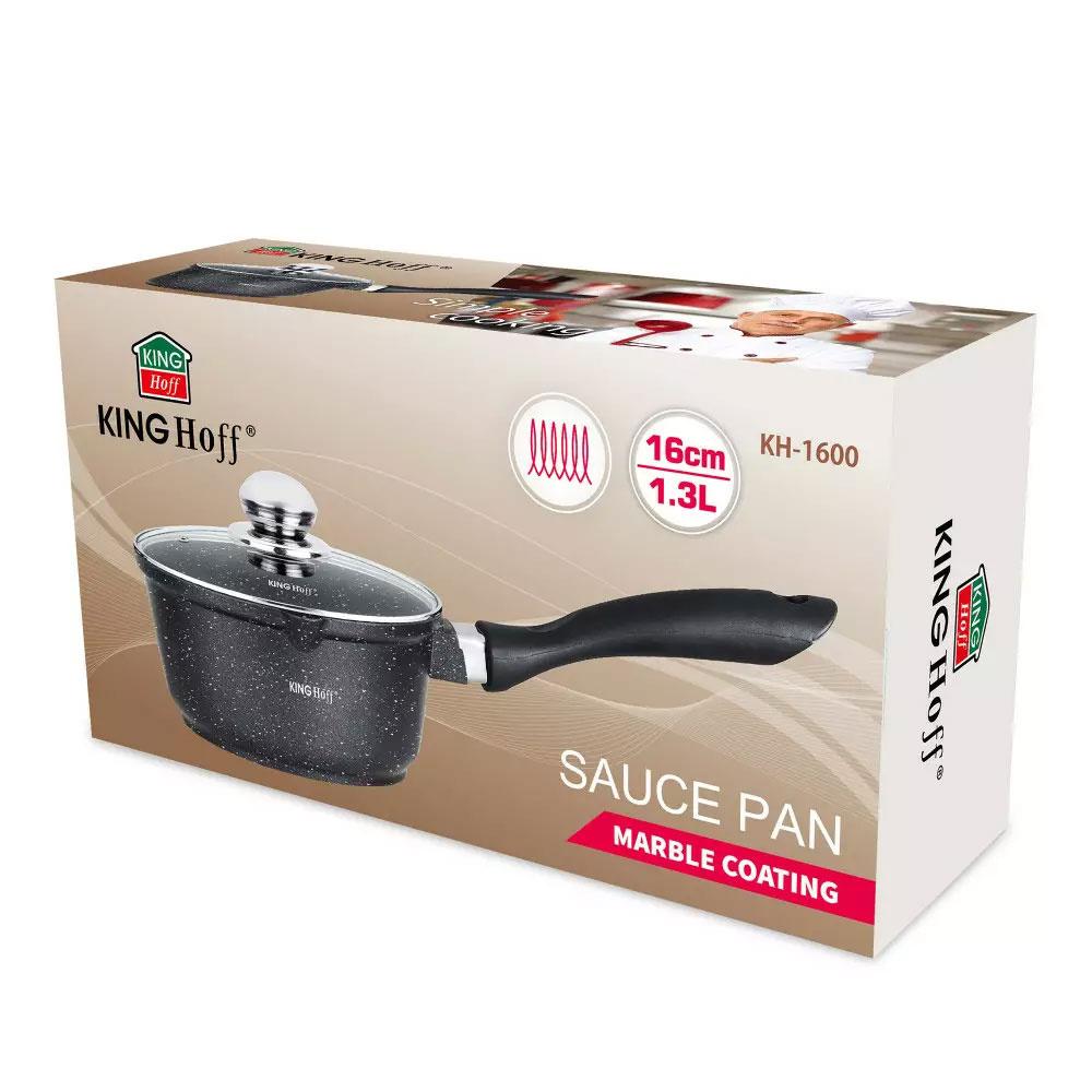 King Hoff KH-1600 Marmurinis puodas Ø16cm / 1,3L su stikliniu dangteliu