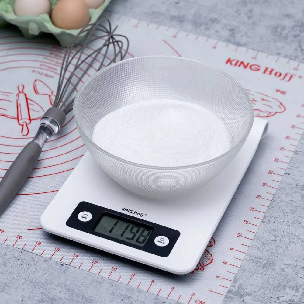 Virtuvinės svarstyklės Waga Svarstyklės Virtuvės svarstyklės, baltos, 5kg, „Kinghoff“